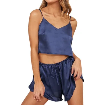 

Women Sexy Sleepwear V-Neck Sleeveless Pyjamas Camisole & Shorts Pajamas Set
