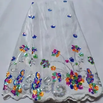 

laser sequins lace fabric 2020 high quality african french lace fabirc 5yards velvet fabric for nigerian party dress