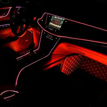 

LED Red Car Cold Light Strip Fluorescent Atmosphere Lamps Wire Interior Decor