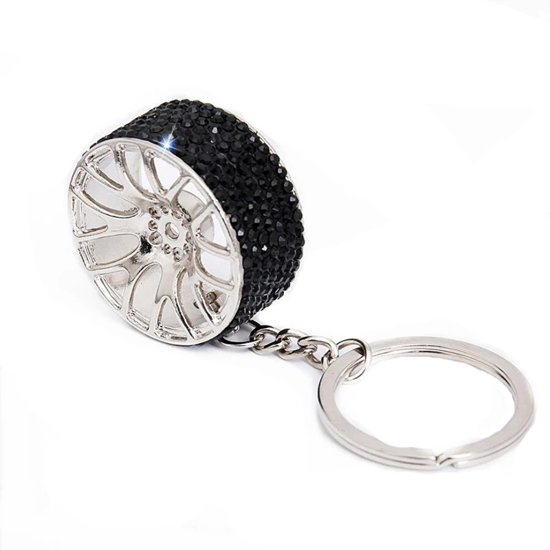 

2019New Style Car Key chain Creative Diamond Alloy Keychain Car Wheel Key Rings Holiday Gift Car Styling Car Decoration CFKoo1