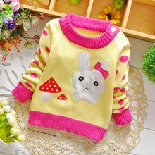 Осенний стильный Детский свитер с длинными рукавами в Корейском стиле с милым рисунком кролика для девочек