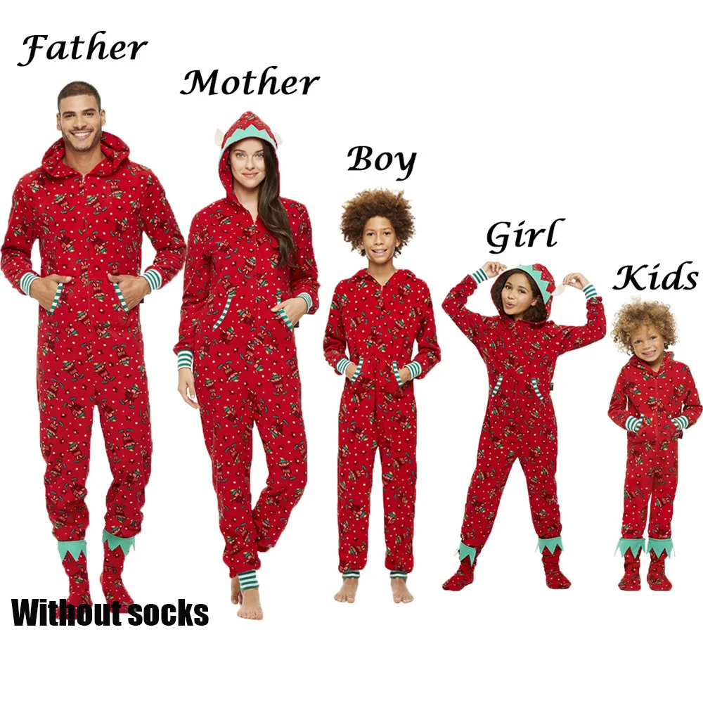 Fashion Lovely Comfortable Cotton Family Mums Matching Christmas Pajamas PJs Sets Romper Jumpsuit Xmas Gift Sleepwear Nightwear Outfit Clothes Red (5)
