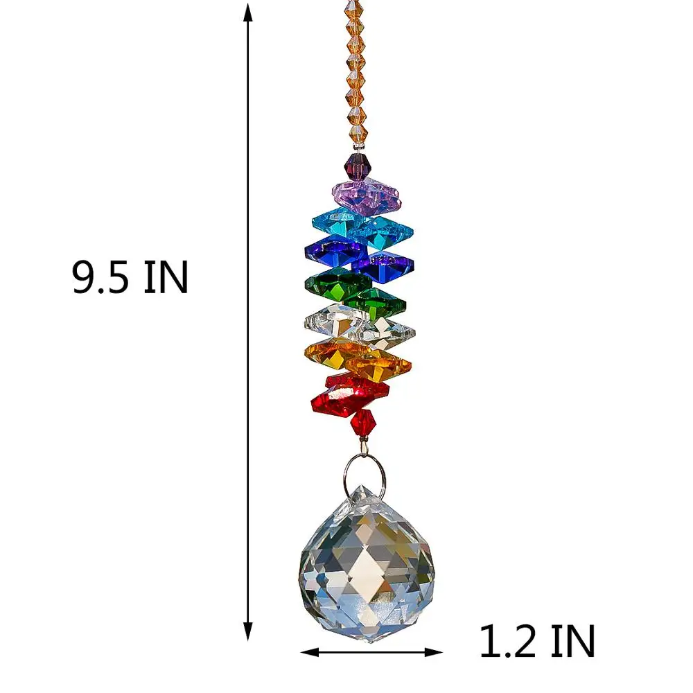 H&D 30mm Chandelier Crystal Ball Suncatcher Rainbow Maker Window Hanging Ornament Chakra Cascade Sun Catcher Home Garden Decor