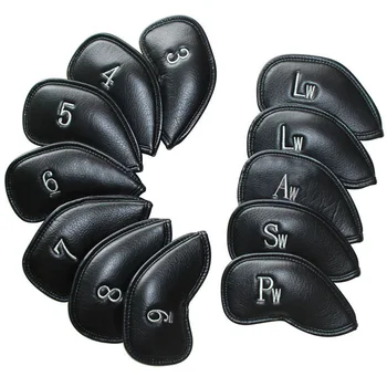 

New 12 X Golf Sport Iron Head Puller PU Leather Covers Set Club Safty Protector Golf Putter Head Cover