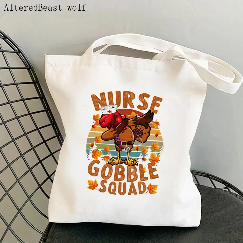 Women Shopper bag Nurse Squad Printed Kawaii Bag Harajuku Shopping Canvas Shopper Bag girl handbag Tote Shoulder Lady Bag