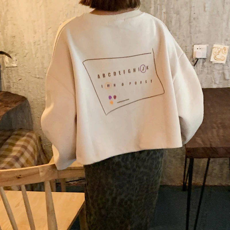 Повседневная Свободная Толстовка с длинным рукавом Женские кофты японский Harajuku Ulzzang женский корейский кавайный милый одежда для женщин