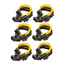 6 pces gpu vga pcie 8 pinos fêmea para dupla 2x 8 pinos (6 + 2) macho pci express adaptador de alimentação y-divisor cabo de extensão 9 polegadas (23cm)