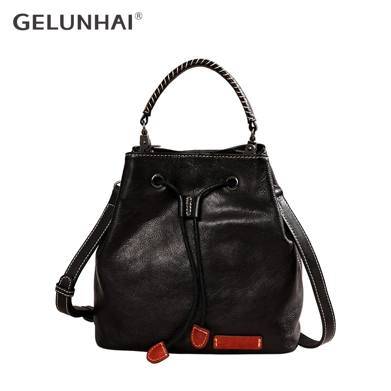 Vintage Emmer Tas Vrouwen Handtas Echt Lederen Vrouwen Schoudertassen Merk Designer Crossbody Tassen Dames Casual Messenger Bag Vintage Emmer Tas Vrouwen Handtas Echt Lederen Vrouwen Schoudertassen Merk Designer Crossbody Tassen Dames Casual Messenger Bag