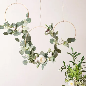 

10-29cm Bamboo Wooden Ring Wreath Garland Home Decoration Floral Wedding Decor Wreath Flowers Dream Catcher Hoop Baby Shower
