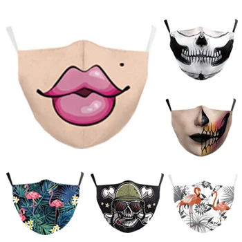 

Hombres Mouth Mask Adult Cartoon Face Cover Fashion Harajuku Cotton Windproof Anti-Dust Anti Pollution Reusable Masks Men/women