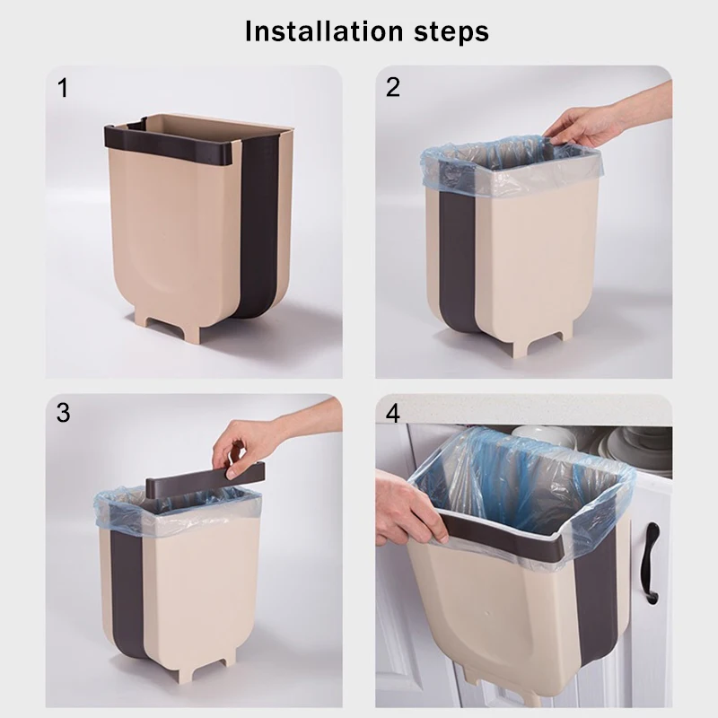 Wall Mounted Folding Waste Bin Kitchen Trash Can for Bathroom Car PAK55