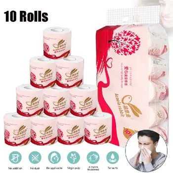 

10 Rolls Toilet Paper Bulk Rolls 4 Layers Home Bath Tissue Bathroom White Soft Toilet Paper Lot Fast Shipping