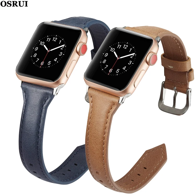 Ремешок для apple watch 4 5 44 мм 40 мм correa iwatch ремешок 5 4 3 ремешок 42 мм 38 мм Узкий Тонкий кожаный ремень аксессуары для браслетов