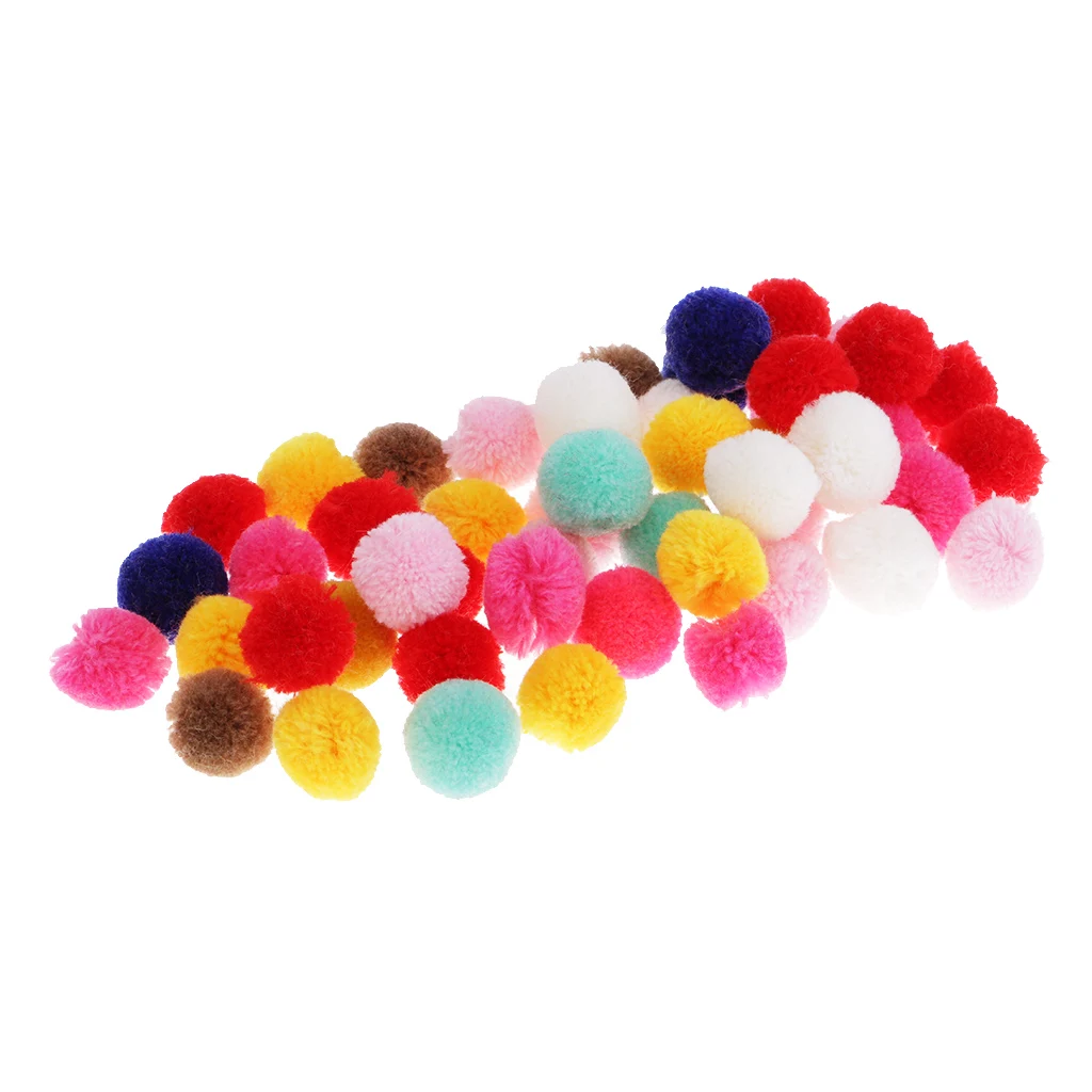 50 Pieces Mixed Color Garment Embellishments Decors Yarn Pompom Ball DIY Crafts Pom Poms DIY Hair Accessories 20mm