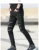 Idopy Мода Slim Fit Брюки Панк Стиль Черный Лоскутная кожа Молнии Танец Ночной Клуб Готический Прохладный Джинсы Брюки Для мужчин