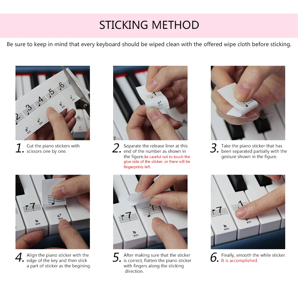 88 Keys Piano Keyboard Stickers 2-in-1 Numbered Musical Notation And Staff Electronic Keyboard Key Piano Stave Note Sticker piano stickers