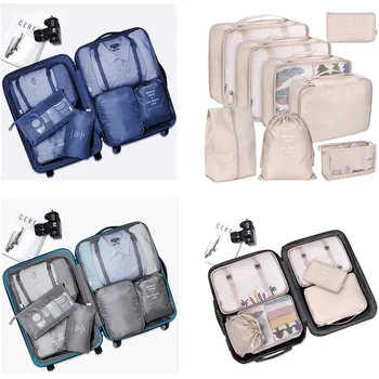 

8pcs/set Travel Portable Luggage Organizers Waterproof Shoes Storage Bag Packing Pouches Suitcase Packing Cube Case SWWQ