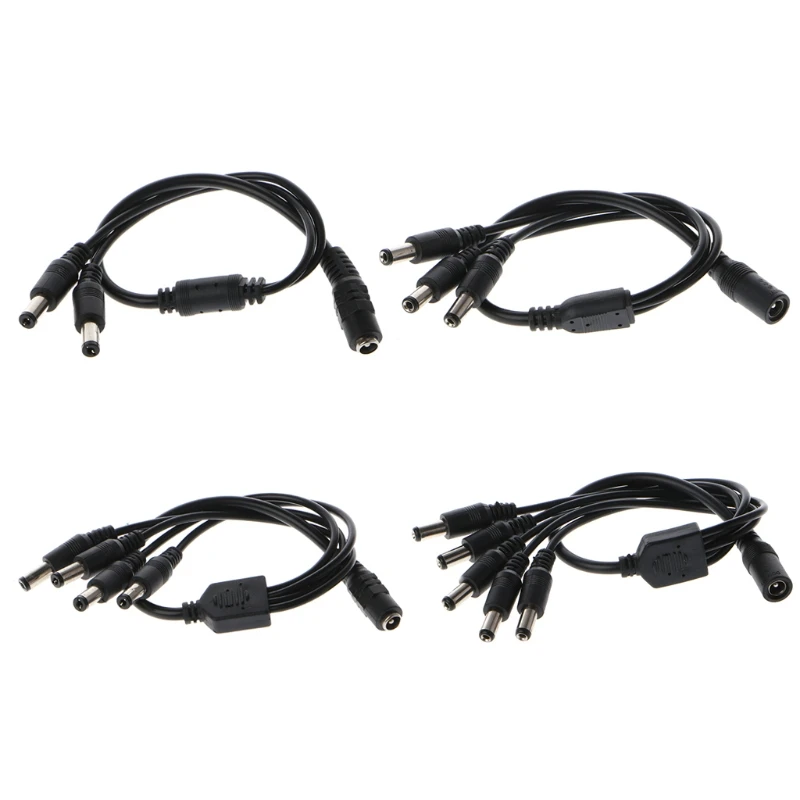 1 Female to 2//3//4//5 Male Plug 5.5x2.1mm Port DC 12V Power Adapter Splitter Cable