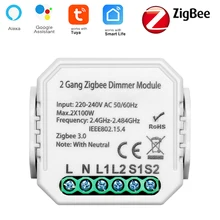 Tuya Smart ZigBee Dimmer Switch Module 1gang 2gang With Neutral 2 Way Wireless Control Switch Relay Support Zigbee2MQTT