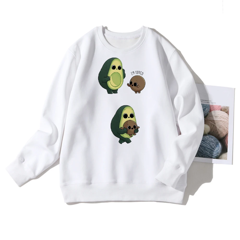 

Autumn Urban Jogging Women Sweatshirt Avocado Mother and her Baby Cute Print Hoodies Modern Girl Pop Style Pullover Толсовка