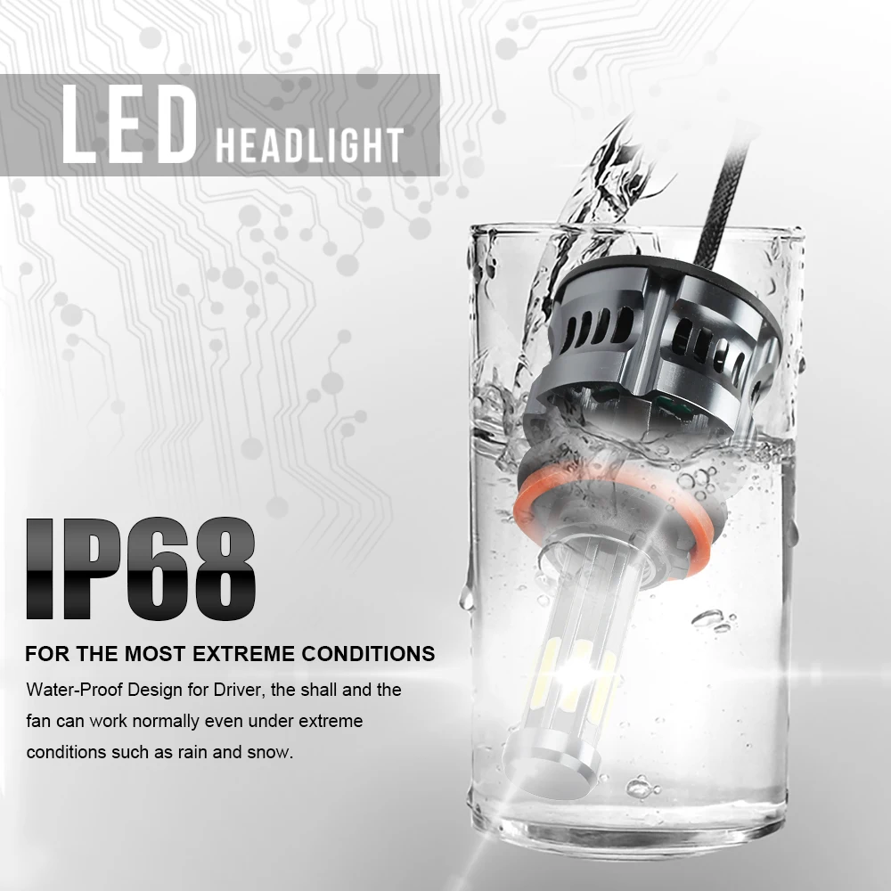 OKEEN 2pcs High Power Canbus 200W Auto Lamp H1 LED H7 H8 H9 9005 9006 H11 H13 9007 9008 Led Headlight Bulbs H4 8Sides Car Light