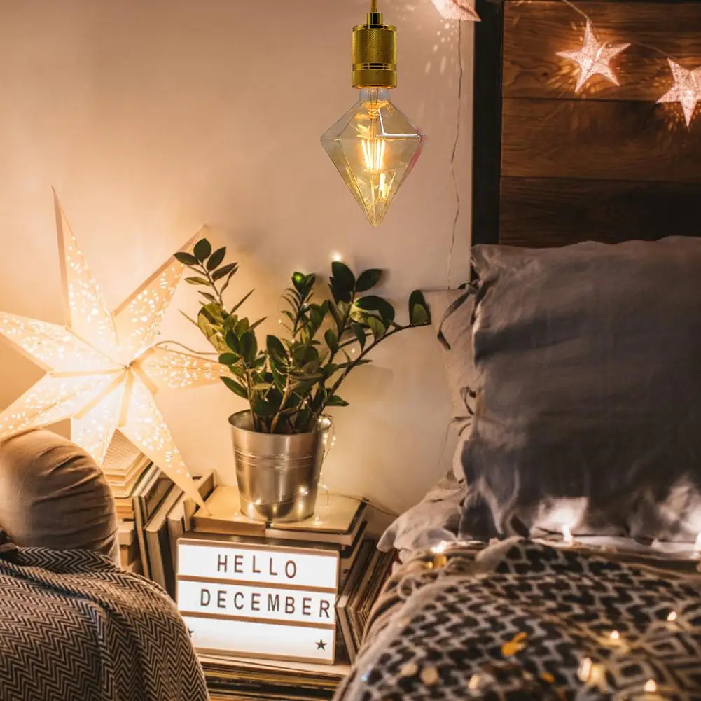 Лампа Эдисона в стиле ретро, винтажный светодиодный светильник с бриллиантами, теплый белый светильник, лампа с высокой яркостью и спиральной нитью, прожектор, светильник
