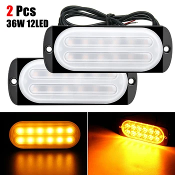 

2* Amber 12 LED 36W Light Bar Car Truck Hazard Beacon Warning Lamp