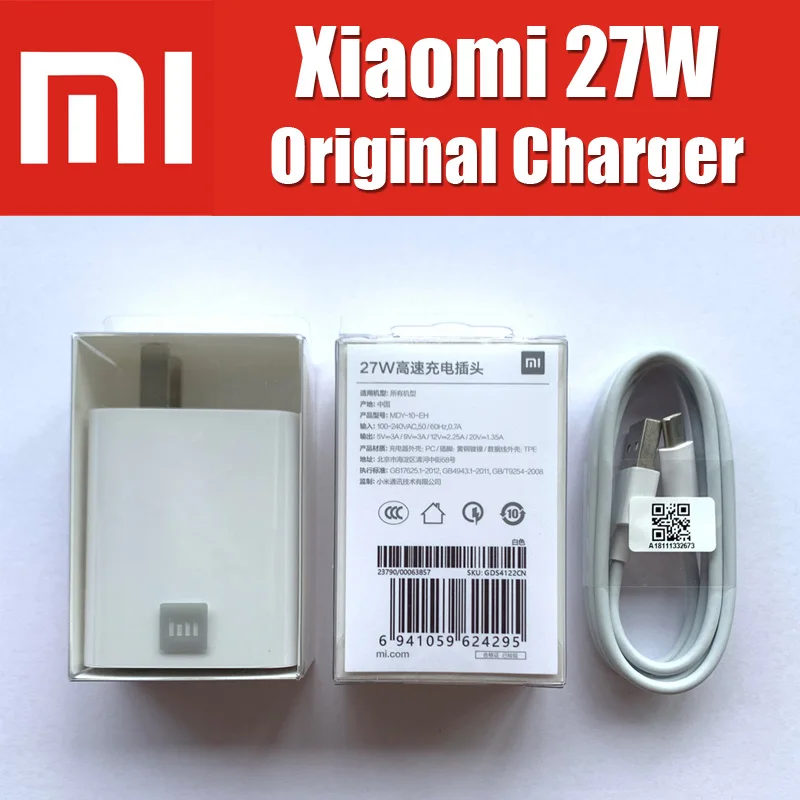 

MDY-10-EH Xiaomi Charger 27W Original QC4.0 mi9 mi9T Charger EU Adapter Mi CC9 Redmi K20 Pro Note 8 Pro