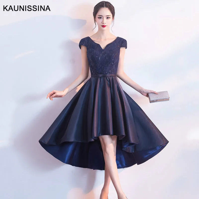 KAUNISSINA, новинка, корейское коктейльное платье, свадебные аппликации, короткий рукав, асимметричное, Формальное, выпускное, вечерние, ТРАПЕЦИЕВИДНОЕ, коктейльное платье