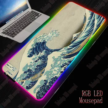 

XGZ Great Waves RGB Large Gaming Mouse Pad Gamer Led Computer pad Big Mat with Backlight for Keyboard Desk Mause