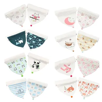 

6-Layer Kids Gauze Towel Baby Kindergarten Sweat Towel Baby Sweat Towel Children Sweat Towel Cartoon Printing 2 Pack