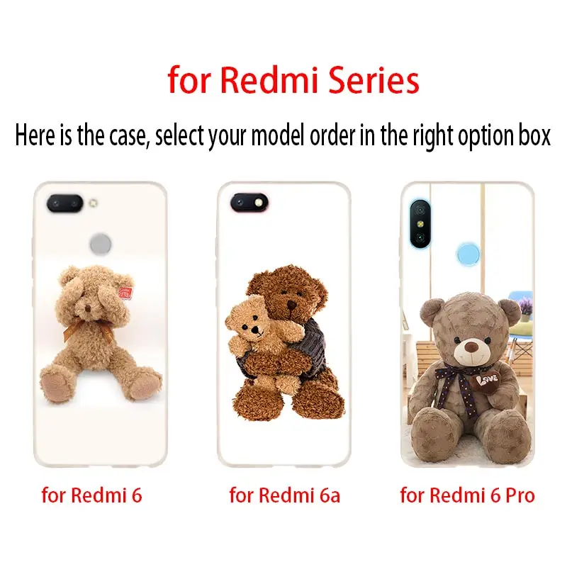 Милый плюшевый мишка мягкий чехол для Xiaomi Redmi Note 8 7 6 5 Pro 8a 6pro 6a s2 5a 4a 5plus y3 Coque Funda Etui