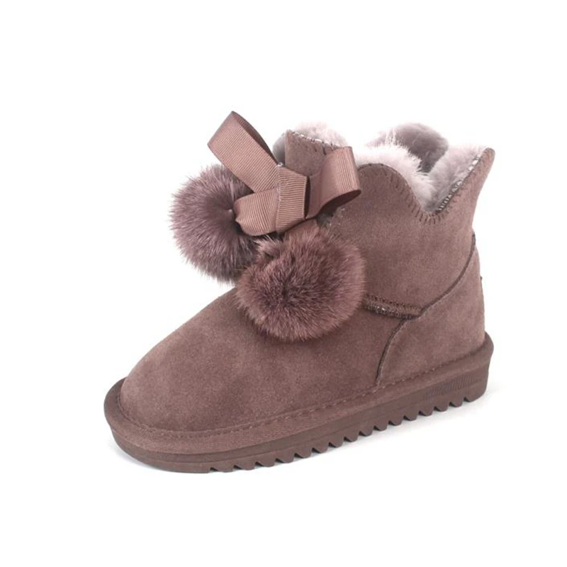 

Winter Classic Fashion Children's Boots, True Cowhide Bull Tendon Bottom Anti-skid Warming and Thickening Princess Snow Boots