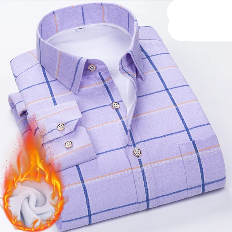 Зима Лидер продаж мужские Фланелевые дышащие рубашки с длинным рукавом Camisa однобортные повседневные рубашки ткань с принтом с добавлением шерсти теплые