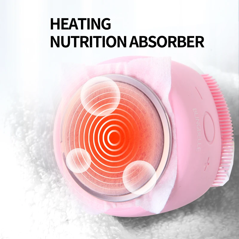  BLINGBELLE Silicone Makeup Remover LED Light Therapy Heating Pore Cleaner Warm Cleansing Face Brush - 4000143473956