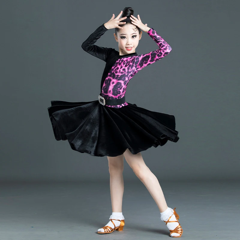 New Latin Dance Costumes Girls Professional Competition Dress Performance Clothing Split Leopard Practice Clothes SL2321 | Тематическая