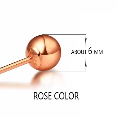 Классический простой глянцевый шар 18k чистый настоящий твердый подлинный золотой AU750 роза/белый/желтый Сережки для пирсинга женщин девушек ювелирные изделия - Цвет камня: Rose 6mm