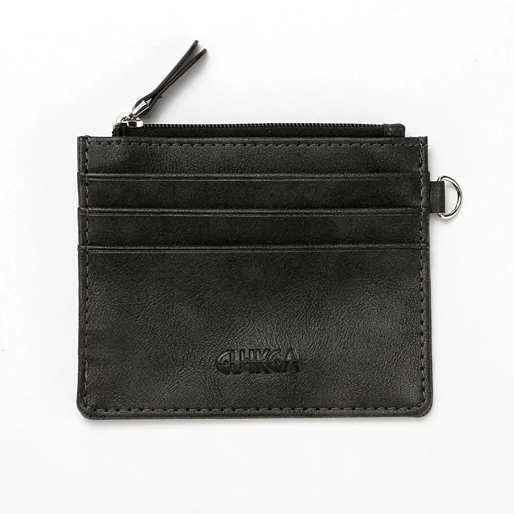 CUIKCA New Unisex Women Men Wallet Slim Leather Wallet Zipper Coins Purse With Key Ring Credit Cards Holders ID Card Cases