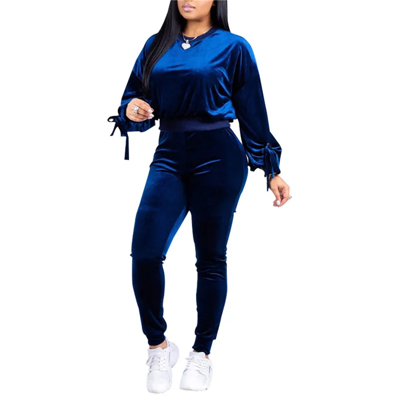 

Autumn Solid Velvet Tracksuits Women Set Autumn Winter Outfits Long Sleeve Hoodie Top+pant Sweat Suit Velour 2 Piece Sweatsuit