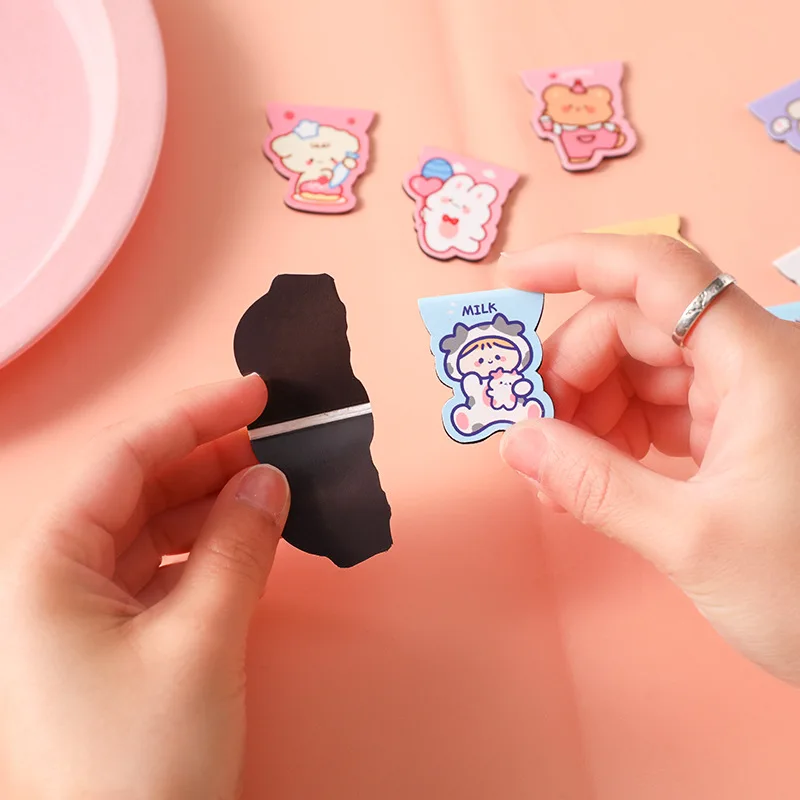 Cartoon Magnetic Bookmarks Set 12pcs Cute Bear Rabbit Cat Girl Magnet Book Marker Kawaii Gift for Reading Office School