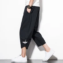 Новые свободные эластичные брюки для мужчин дышащие хип-хоп Харадзюку Японский китайский журавль с принтом Мужские штаны для бега на шнурке