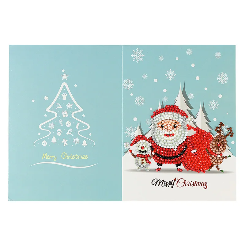 

Diamond Greeting Card 5D DIY Santa Sleigh Diamond Painting Embroidery Birthday Gift Postcard Christmas Halloween Decoration