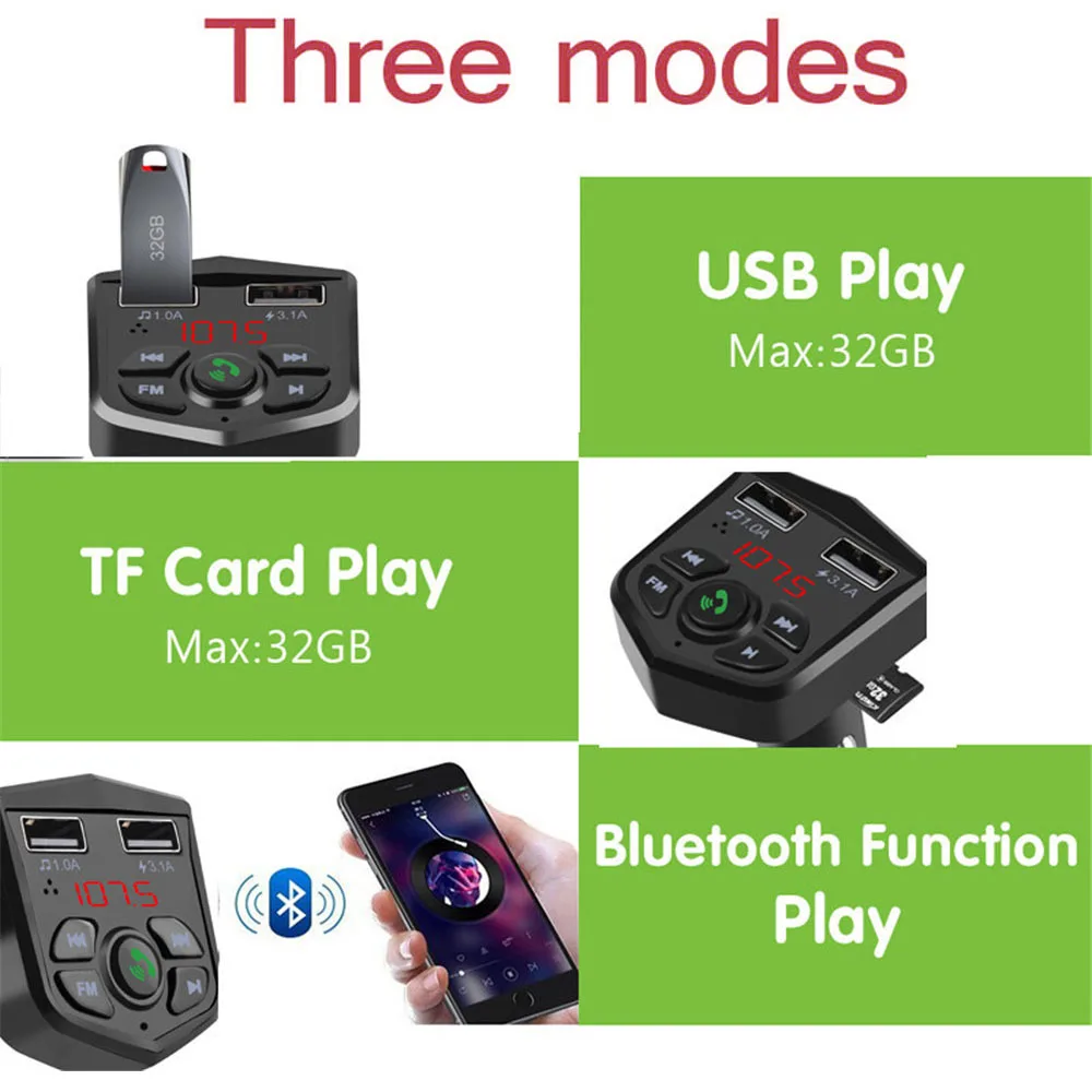 Bluetooth автомобильный fm-передатчик MP3-плеер Hands Free радио адаптер Комплект USB зарядное устройство