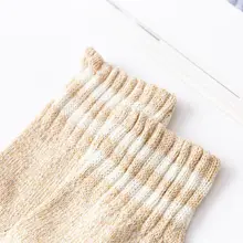 5 пар, женские зимние вязаные носки из искусственной шерсти, двойные полосатые носки средней длины, 95AB