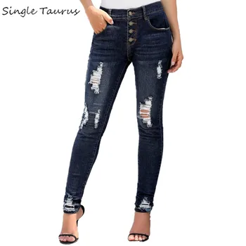 

2020 New Arrived High Waist Skinny Jeans Women Streetwear Fashionnova Bleached Distressed Denim Pants Ripped Jeans for Women