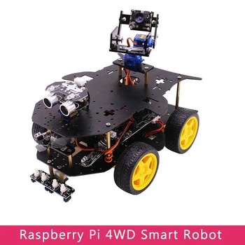 Raspberry pi 4WD Smart Robot with WIFI HD Camera Track Avoid Follow Function Car for Raspberry Pi 4B/3B+(Not Include Battery) 1