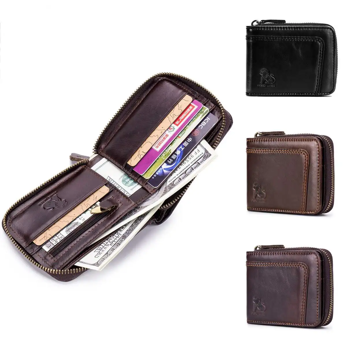 

Blocking Secure Wallet Vintage Genuine Leather 13 Card Slots Money Small Leather Slim Wallets Mini Wallets Thin Bag For Men
