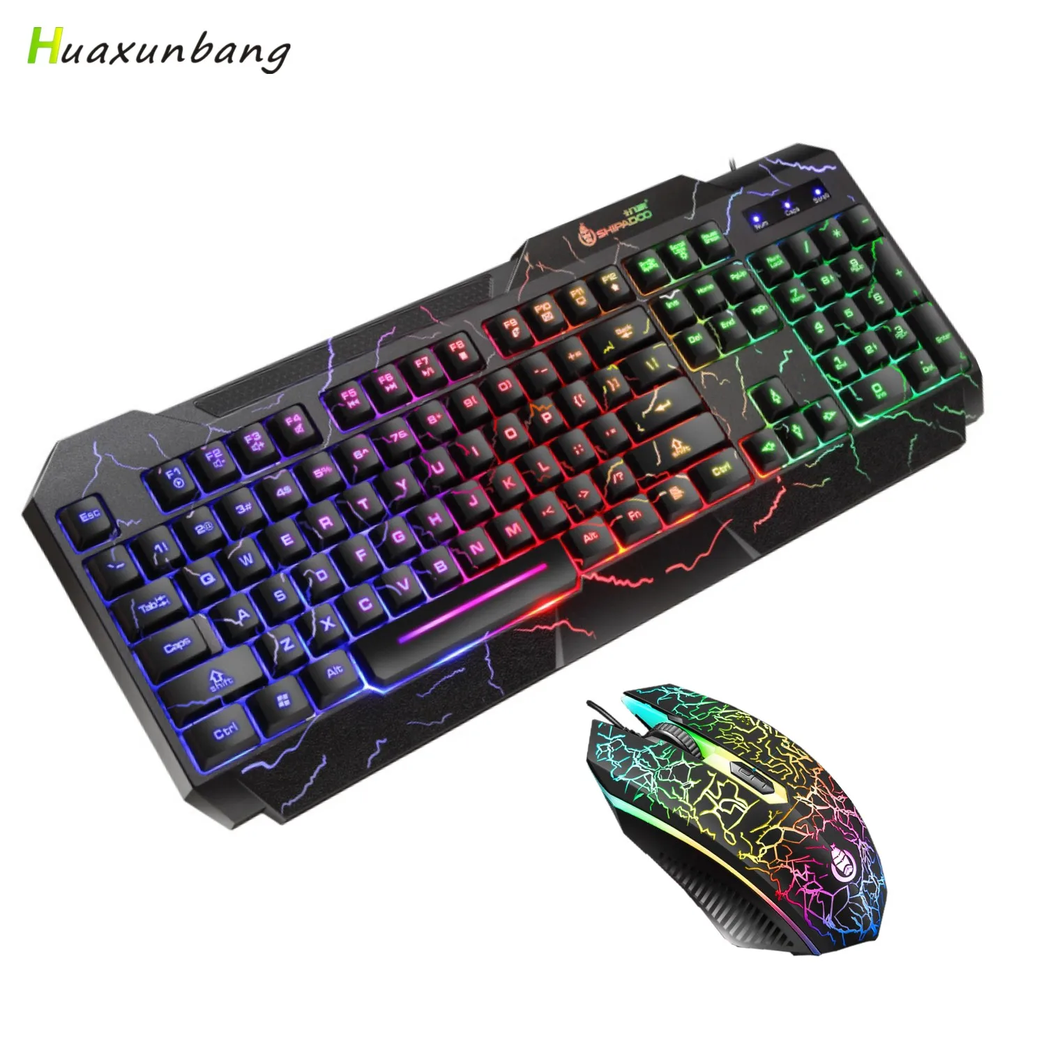 PC LED Gaming Wired Optical keyboard and Mouse Set to Computer Multimedia Gamer 