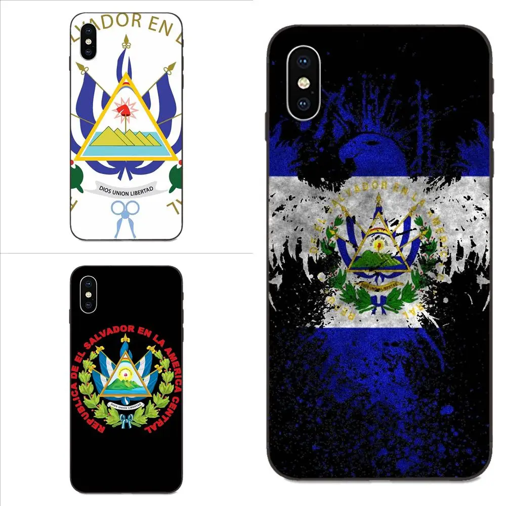 

For Apple iPhone 4 4S 5 5S SE 6 6S 7 8 Plus X XS Max XR Soft Silicone TPU Black Art Print Cover Case El Salvador Coat Of Arms