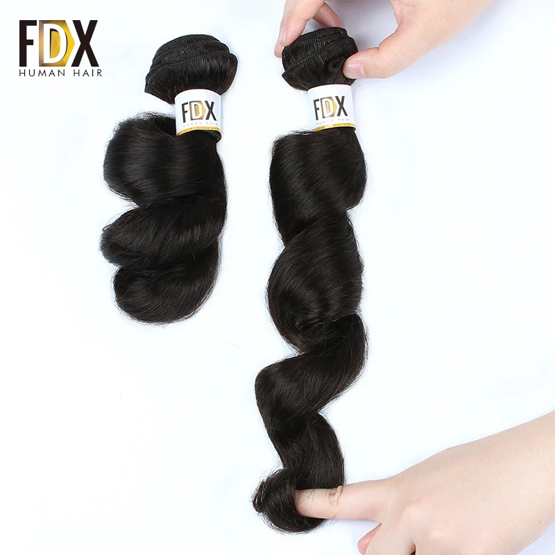 

FDX peruvian loose wave hair 1/3/4pcs human hair weave 28 30 inch bundles deal natural black color Long Hair extensions Remy